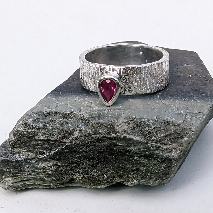 Recycled Sterling Silver Lab created Ruby Ring