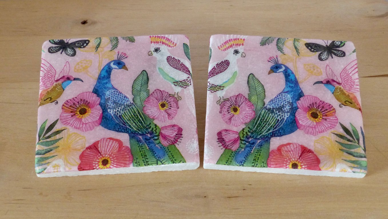 Marble 'Peacock' Coasters