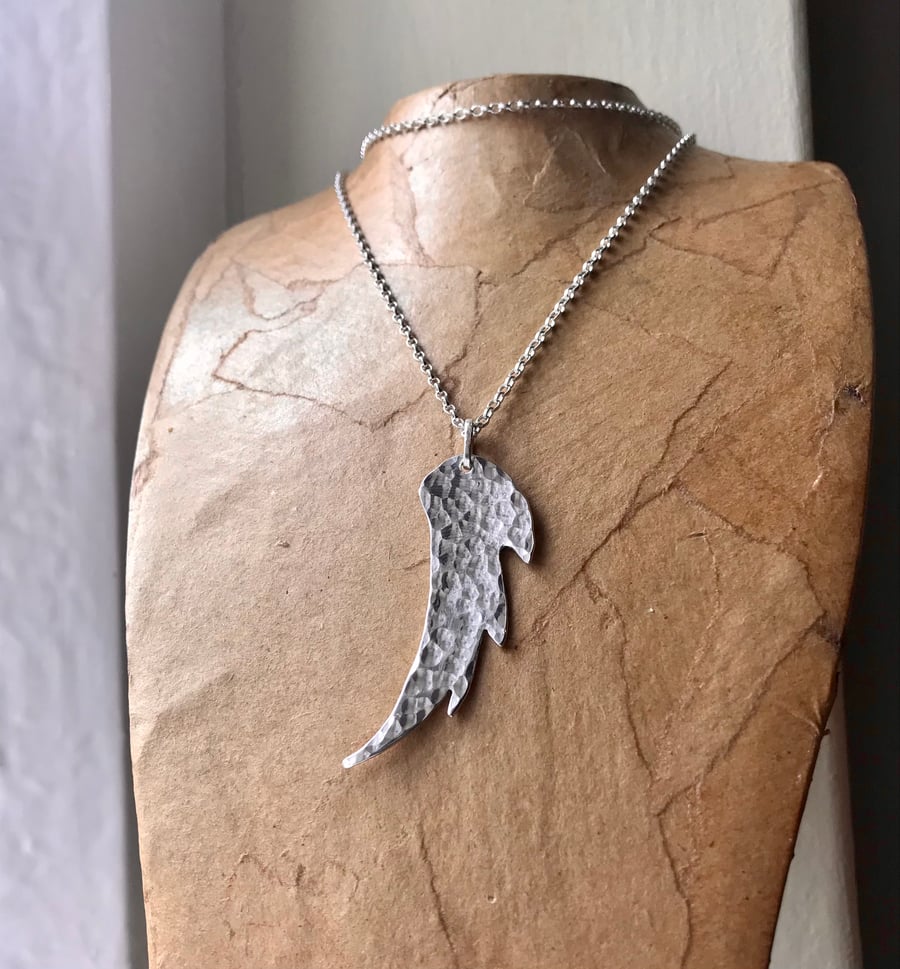 Handmade Recycled Sterling Silver Wing Design Pendant