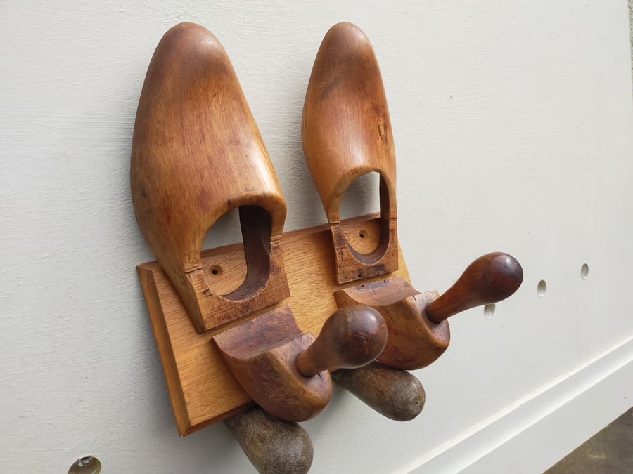Vintage Shoe Tree Towel and Gown Hooks