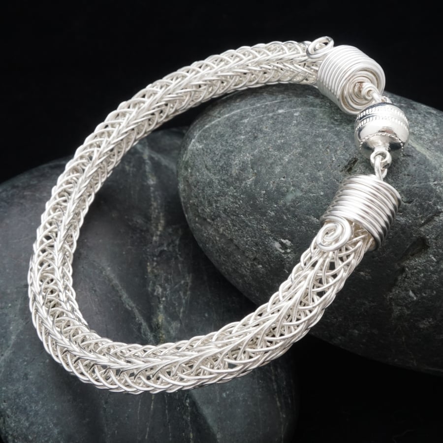 Silver Viking Double Knit Bracelet