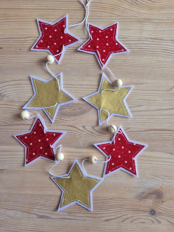 Moda Fabric Christmas Stars Gold Red Bunting