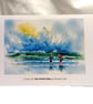 original hand painted print of children on a Cornwall Beach Greeting Card - Image 1