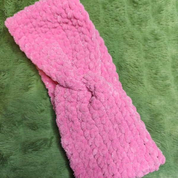 Dark Pink Glitter Headband Ear Warmer