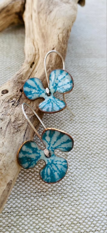 Enamel orchid earrings
