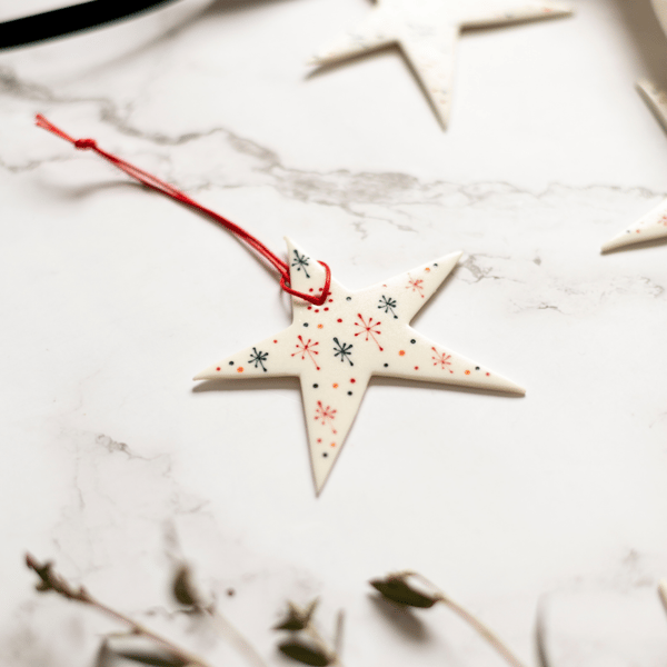 Christmas Star Ceramic Hanging Decoration