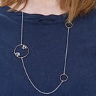  Recycled Sterling Silver Cells & 14ct Gold Filled Gold Wire Circles Necklace 