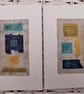 Colourful Combinations Yellow Blue Turquoise Handstitched Geometric Art Pictures - Image 1