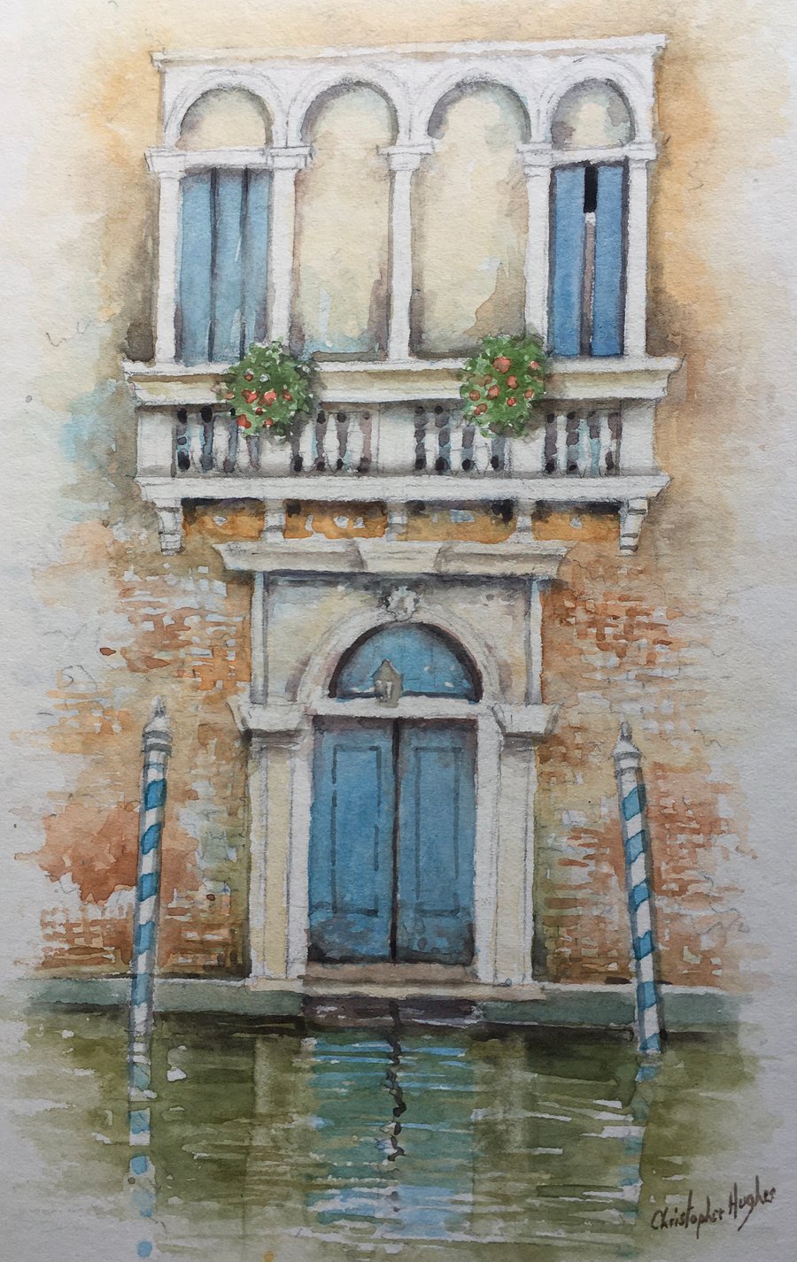 Venice. The Jewish Quarter. Framed original watercolour.