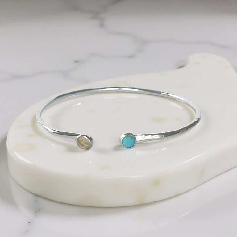 Sterling Silver Cuff With Gemstones