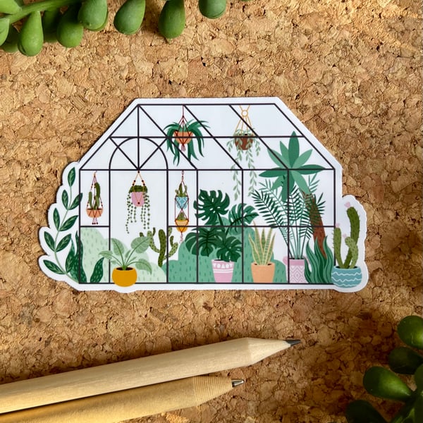 Tropical Greenhouse Glossy Sticker - Folksy