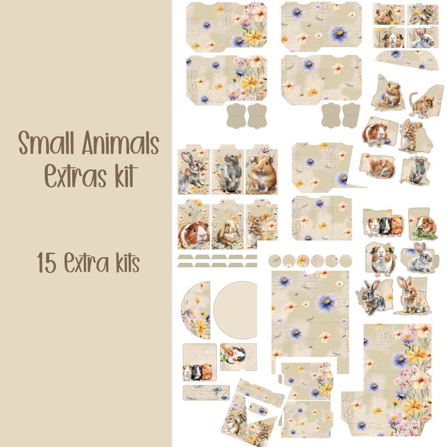 Small Animals Extras Kit Scrapbooking, Ephemera, Journal, Digital Download