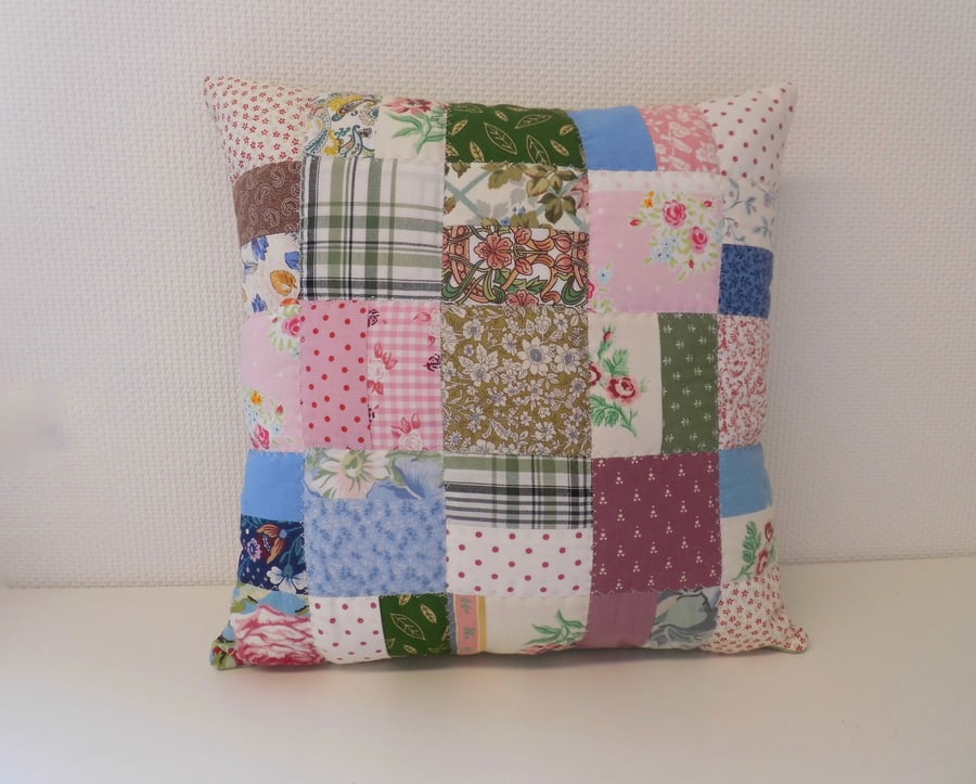 Colourful patchwork cushion zero waste project