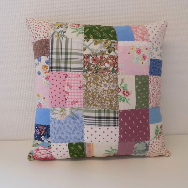 Colourful patchwork cushion zero waste project