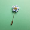 Delicate Blue FORGET-ME-NOT PIN Wedding Lapel Flower Brooch HANDMADE HANDPAINTED