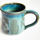Blue Glazed Mug - Hand Thrown Stoneware Ceramic Mug 