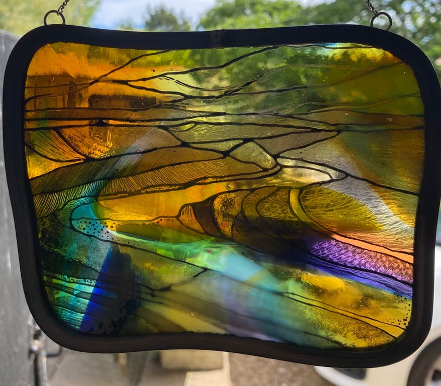 Hand blown glass landscape