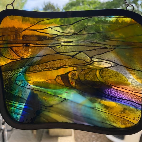 Hand blown glass landscape