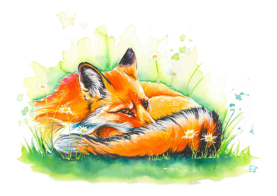 A4 Sleeping Fox Print