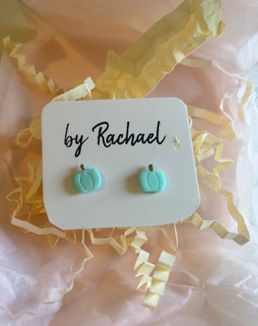Pastel mint pumpkin studs