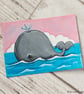 Whale Pink Skies Blue Seas - Original ACEO Painting - Image 1