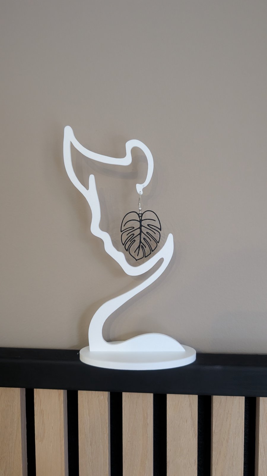 Black Monstera Drop Earrings