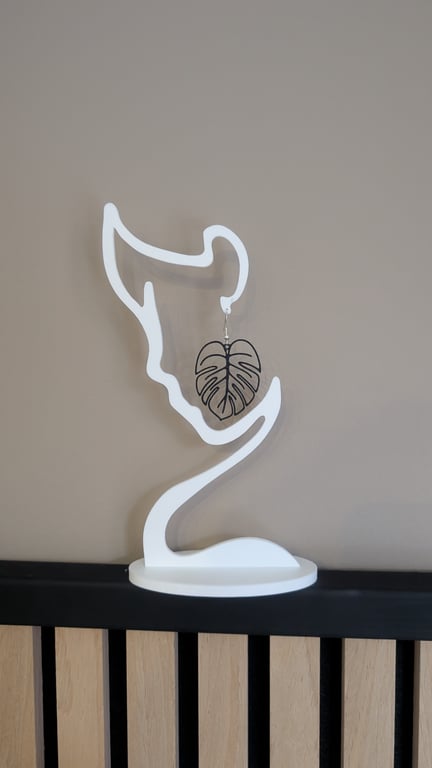 Black Monstera Drop Earrings