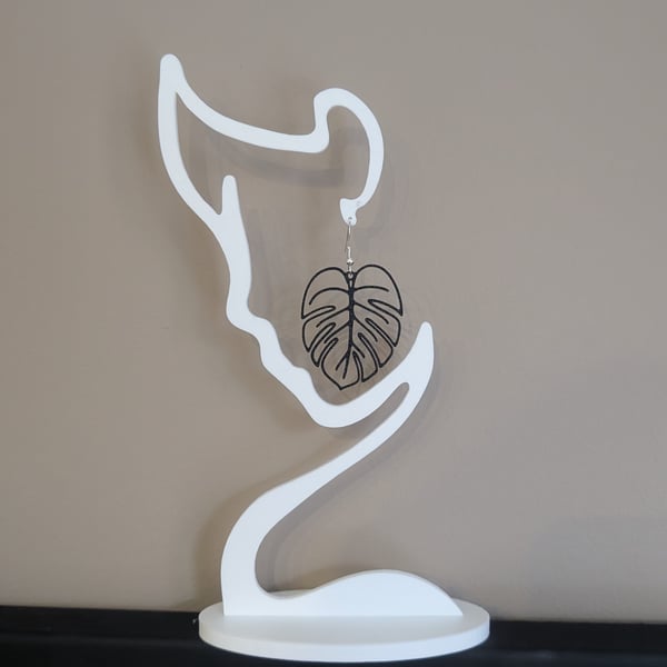 Black Monstera Drop Earrings