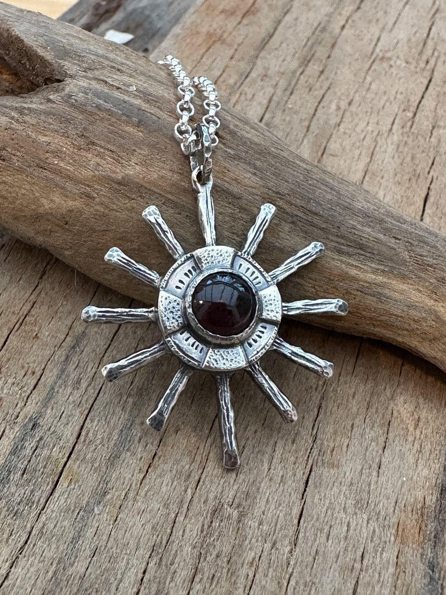 Silver Star Relic Pendant with Garnet