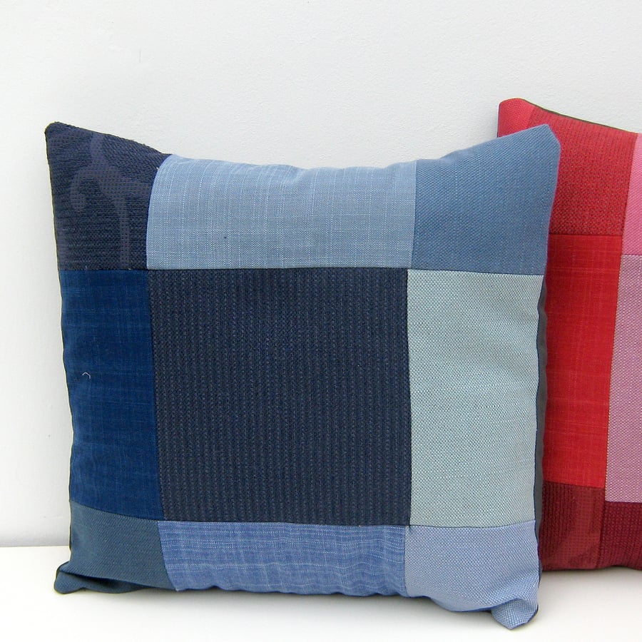 SALE! Red or Blue Patchwork Cushion