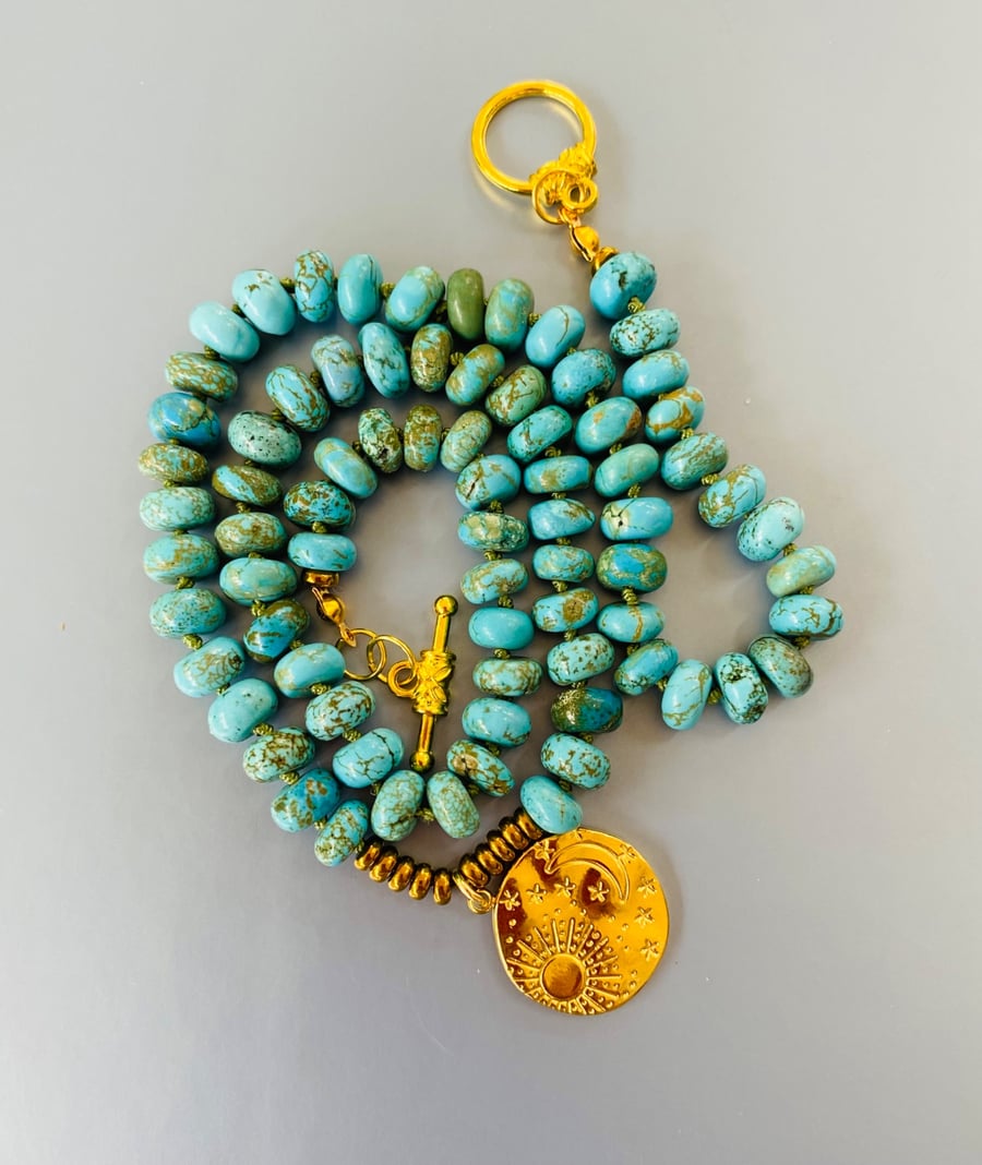 Turquoise hand knotted necklace 