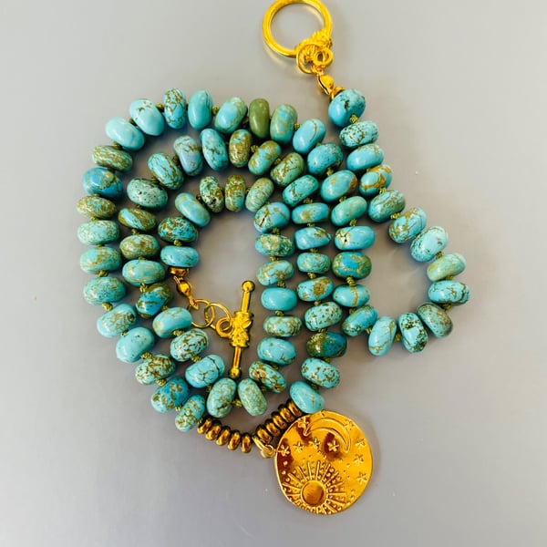 Turquoise hand knotted necklace 