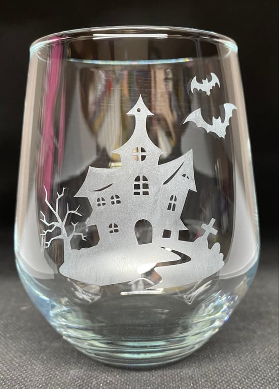 Hand Etched Glass, Haunted House