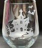 Hand Etched Glass, Haunted House - Image 1