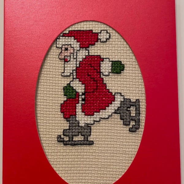Handmade Christmas Greetings Card with Envelope - Cross Stitch