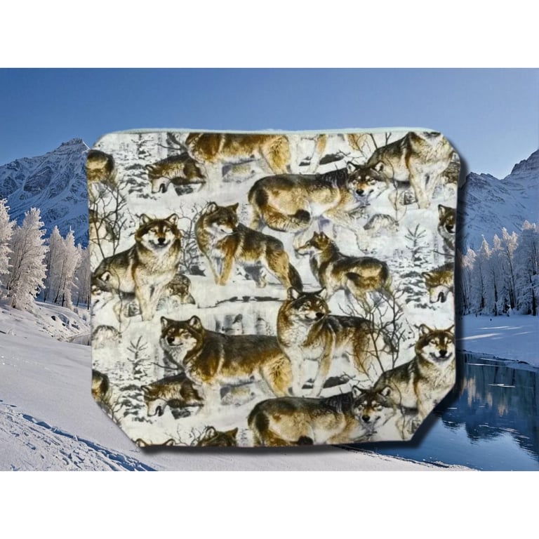 Cotton Wolves Make Up Bag or Large Pencil Case.