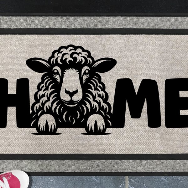 Sheep Home Door Mat No.1 - All Weather Doormat - 45x70cm 