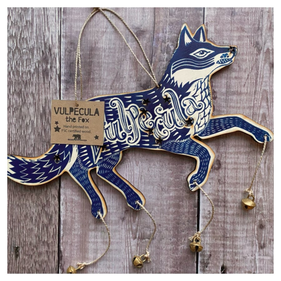 Vulpecula the Fox Wooden Decoration 