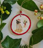 Christmas decoration pug dog wood slice hanging decoration