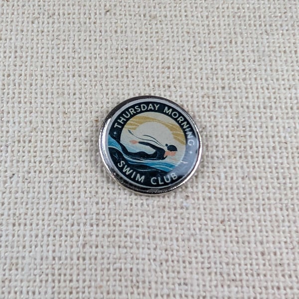 Thursday Morning Swim Club Badge - Swimming Themed badge - Large Resin Topped 