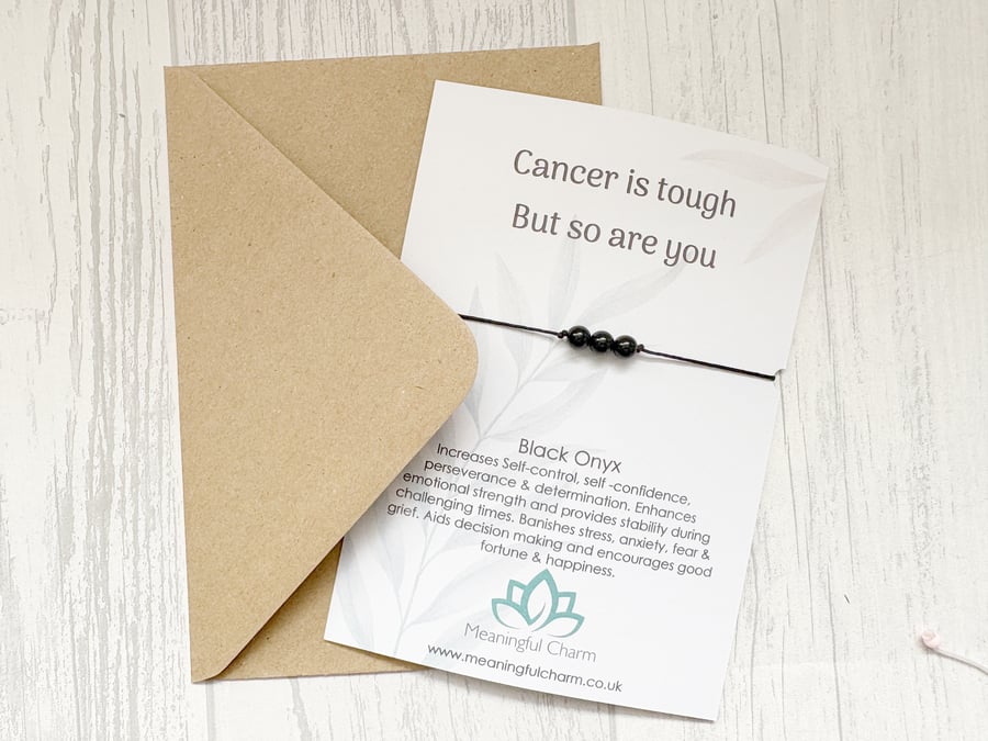 `Cancer is tough but so are you, Support Gift, Black Onyx Crystal Bracelet