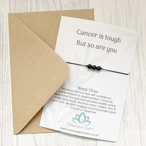 `Cancer is tough but so are you, Support Gift, Black Onyx Crystal Bracelet