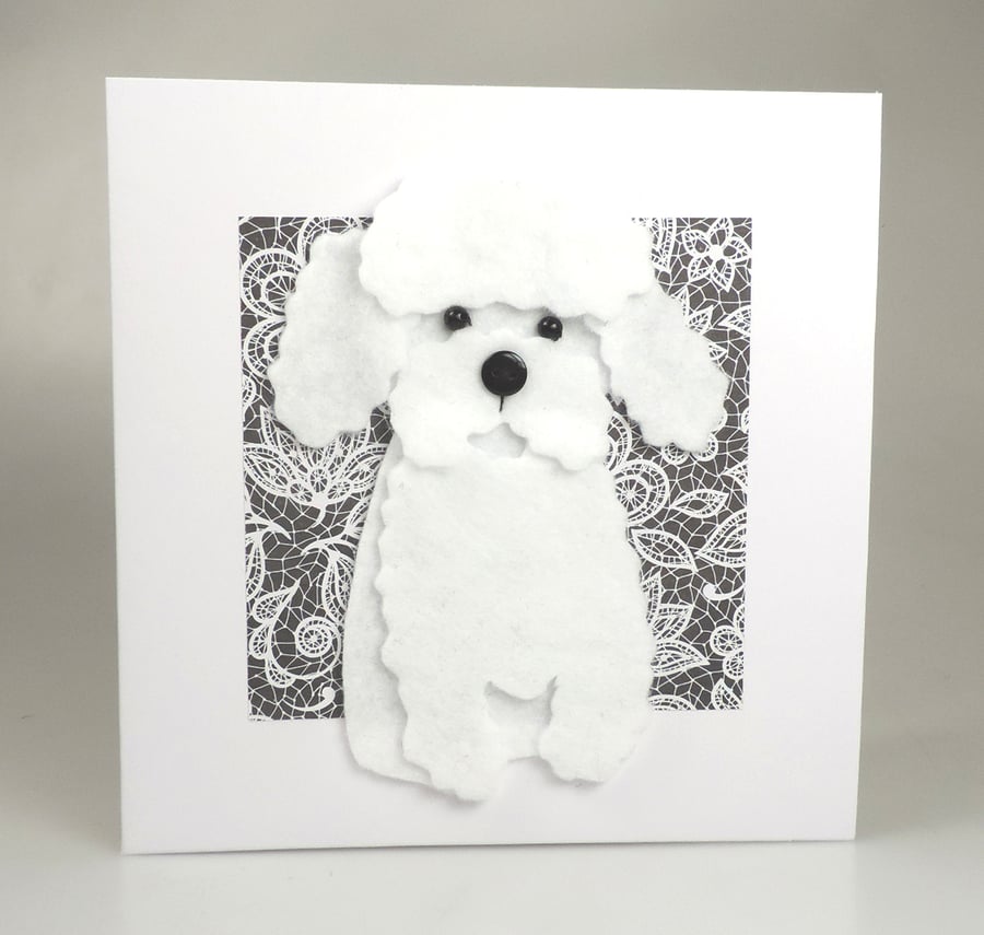 Bichon Frise Dog Card, Blank inside, Birthday, Greeting, Universal gift card