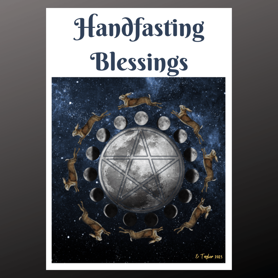 Handfasting Blessings Card Celestial Hare Personalise Wiccan Pagan Wedding Seed 
