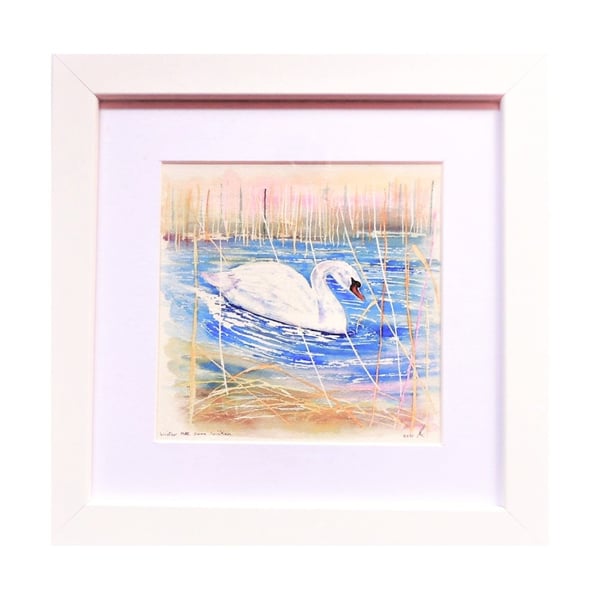 Swan Watercolour Painting Bird Wild Life Artwork