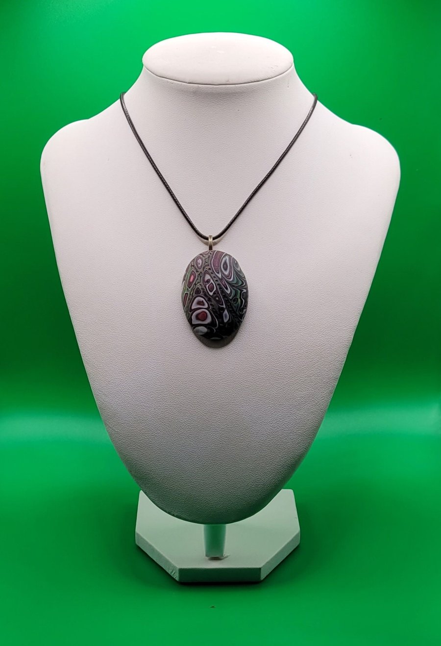 Polymer clay pendant - handmade necklace - unique statement jewellery