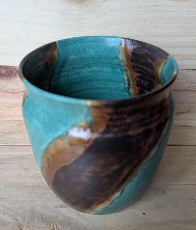 Copper & green vase