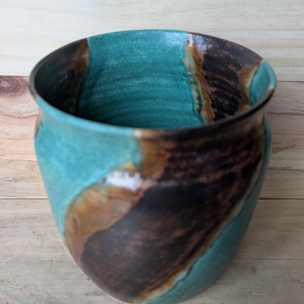 Copper & green vase