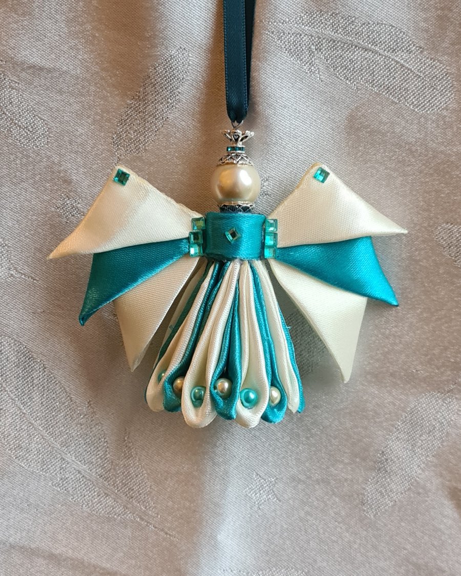 Ribbon Angel - Ivory and Turquoise 