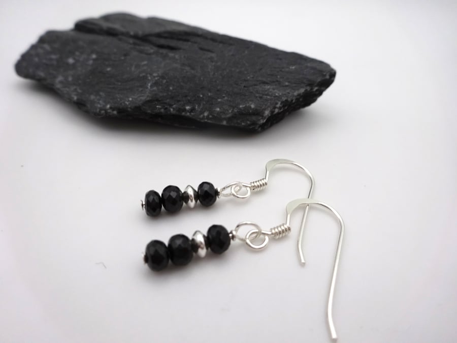 black spinel gemstone earrings